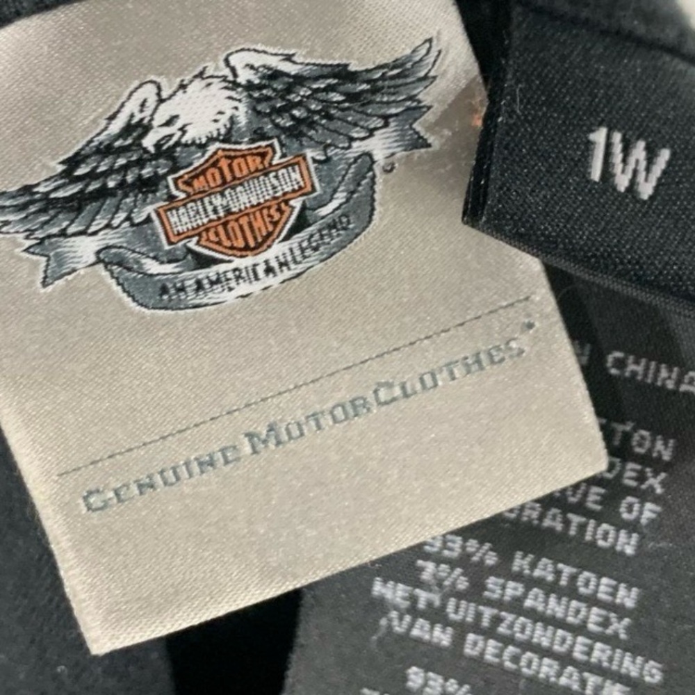 Harley Davidson Orange Feathers Bar & Shield Graphic Shelf Bra Laced Up Back Top - Picture 8 of 10